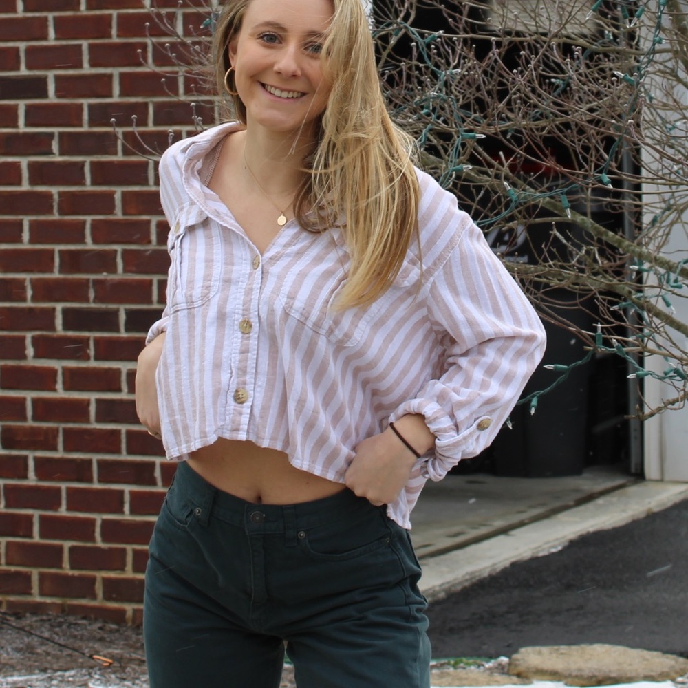 American Eagle Striped Button Up